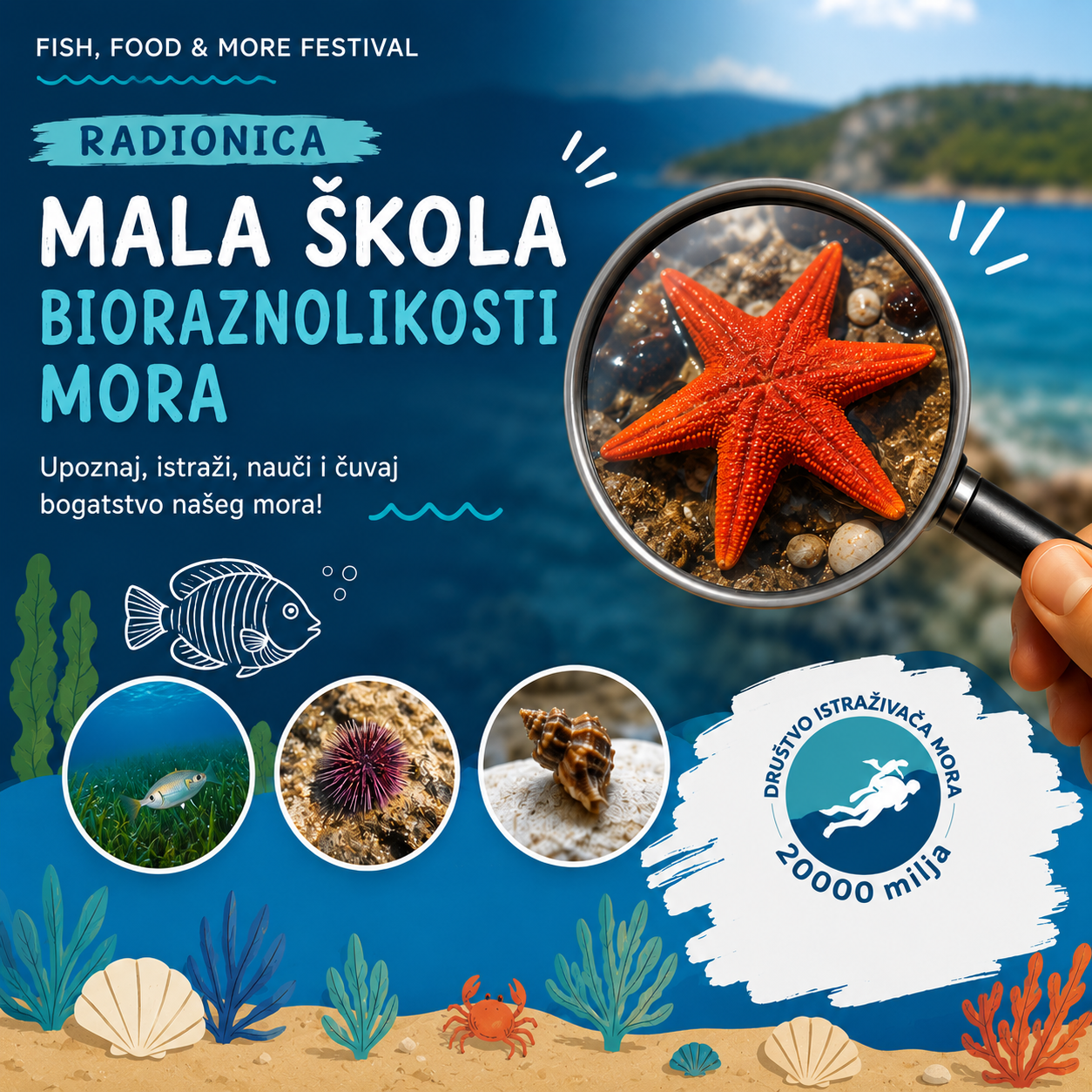 MALA ŠKOLA BIORAZNOLIKOSTI MORA * DJEČJA RADIONICA / FISH, FOOD ĄND MORE FESTIVAL